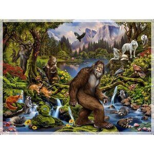 New Big Foot Sasquatch Plush Throw Blanket Gift Jungle Forest Wolves Believe NIP